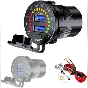 Quick Charge 3.0 Dual USB Charger Socket with Touch Switch ON/Off Waterproof